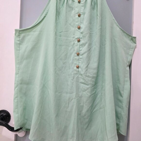 Eva Mendes Womens Sleeveless Tank Top Lot XL Mint Green Pink Button Front Blouse - Picture 7 of 15